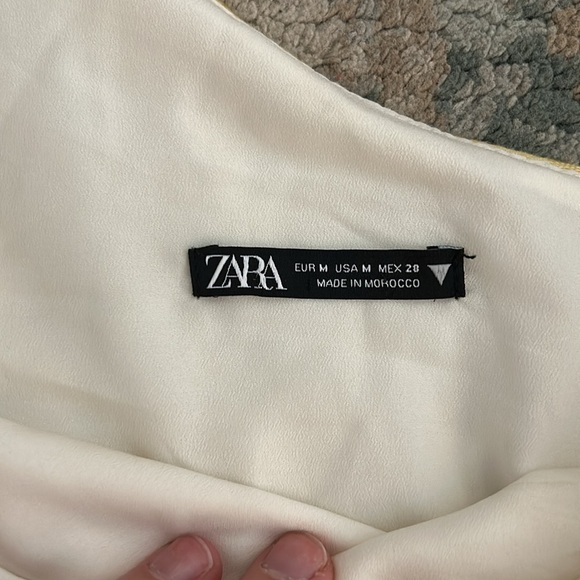 Zara One Shoulder Long Sleeve Top Yellow Gingham Blogger Fave M - Picture 2 of 11